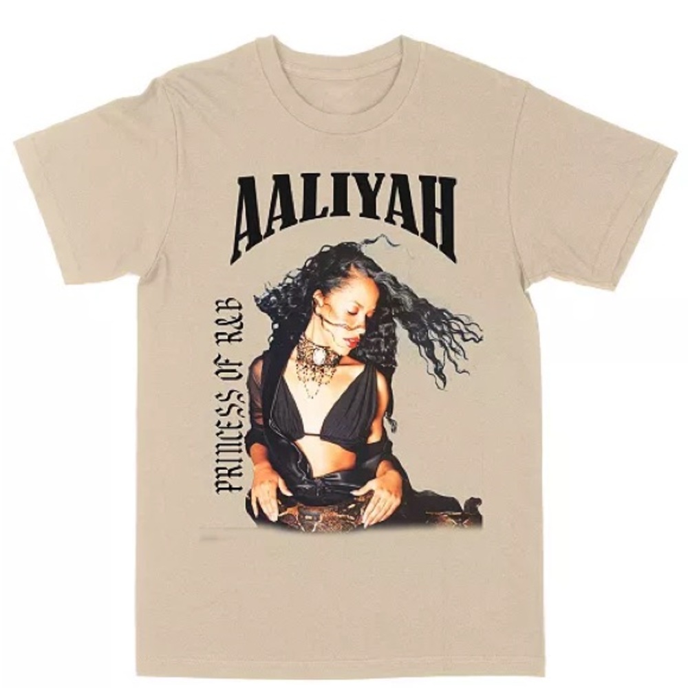 NEW AALIYAH SNAKE BLACK PRINCESS OF R&B CREAM T-SHIRT